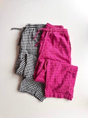 Lot of 2 GAP BODY Perfect Flannel Gingham Softest Pajama PJ Pants, Size S